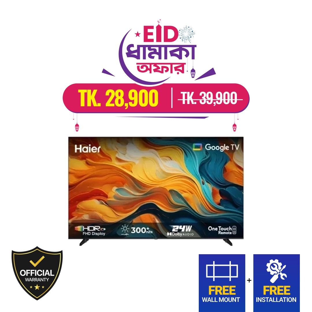 Haier 43 Inch FHD Bezel-Less Google TV (H43K85FFX)
